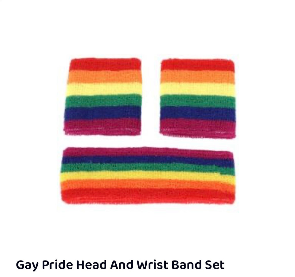 Gay Pride Head And Wrist Band Set