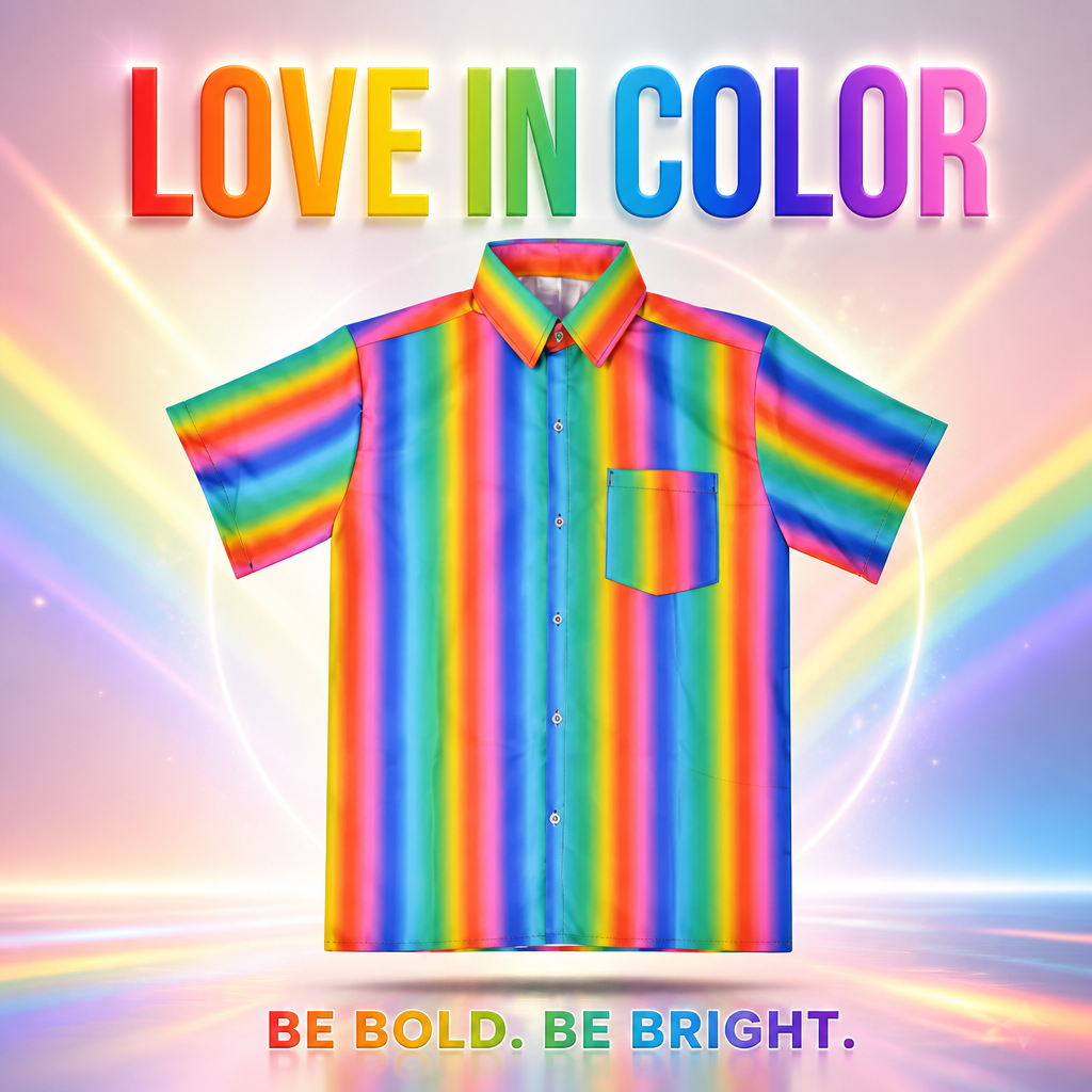 Rainbow Stripe Short Sleeve Shirt