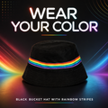 Black Bucket Hat With Rainbow Stripe
