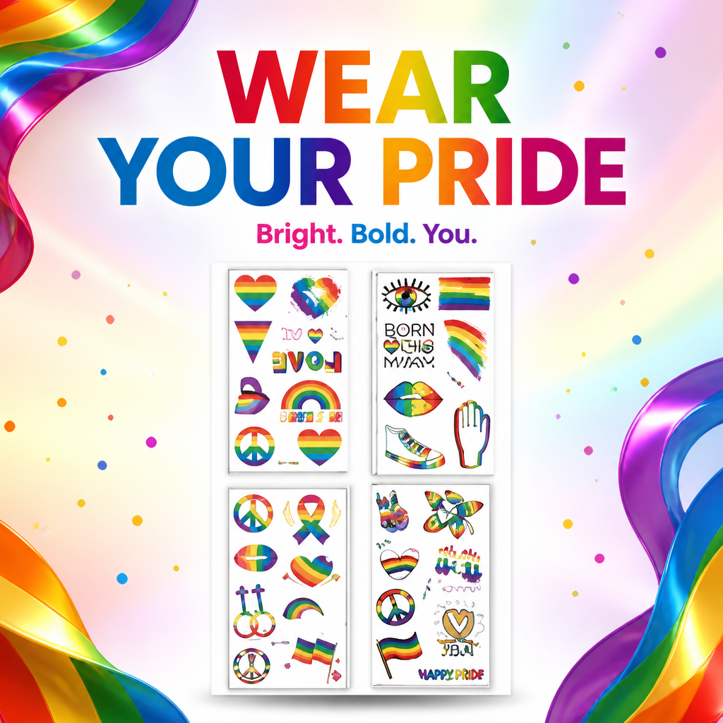 Rainbow Pride Temporary Tattoo Sheets