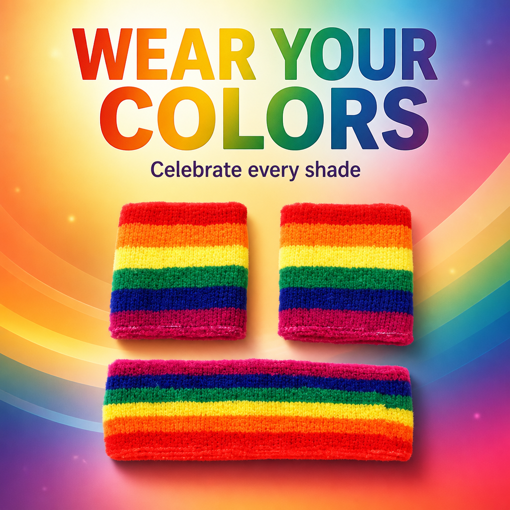 Gay Pride Head And Wrist Band Set