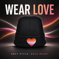Black Beanie Hat With Lesbian Pride Heart