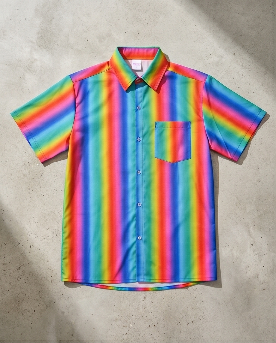 Rainbow Stripe Short Sleeve Shirt