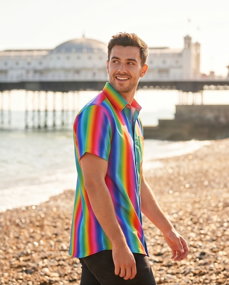 Rainbow Stripe Short Sleeve Shirt