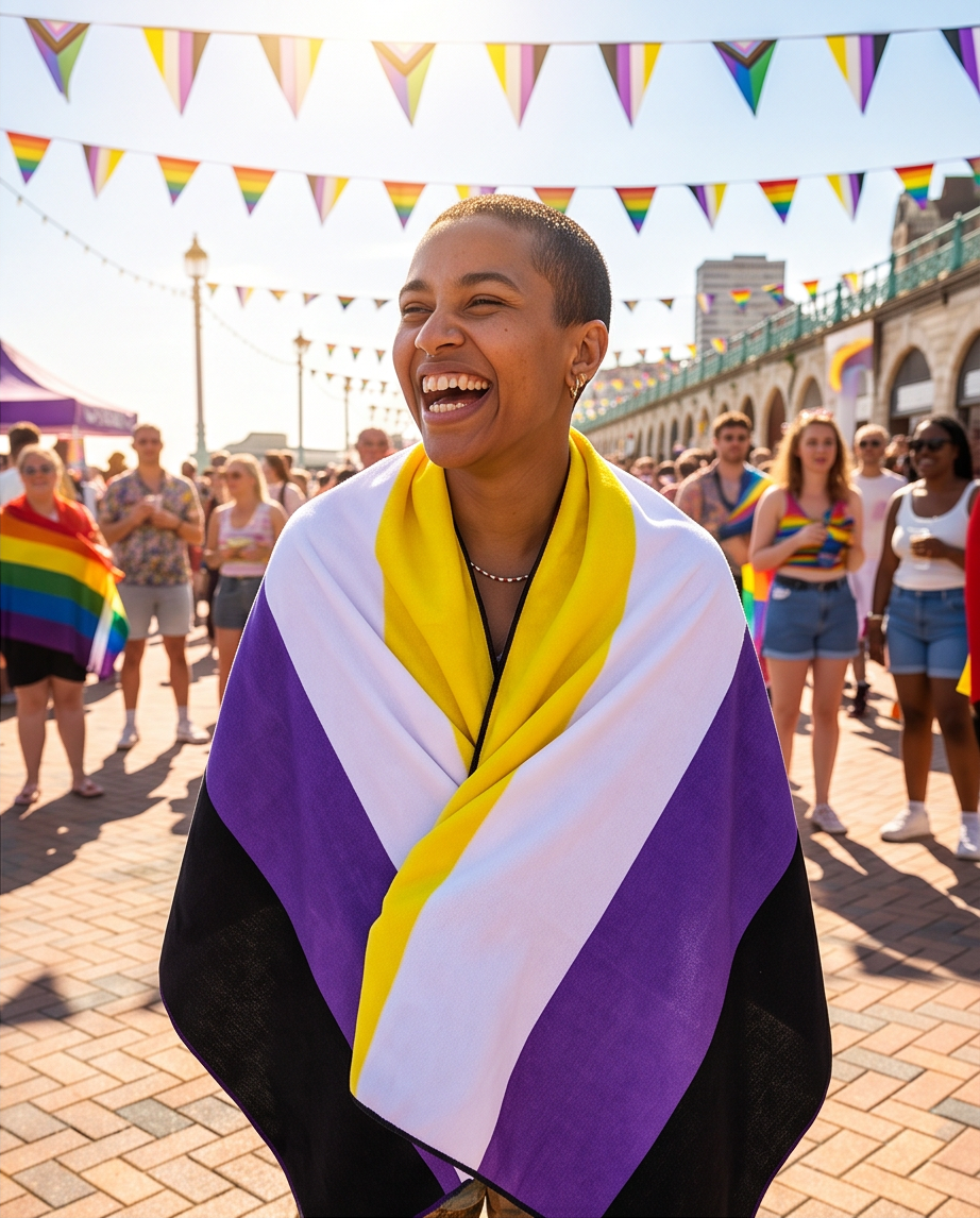 Non Binary Pride Microfibre Beach Towel